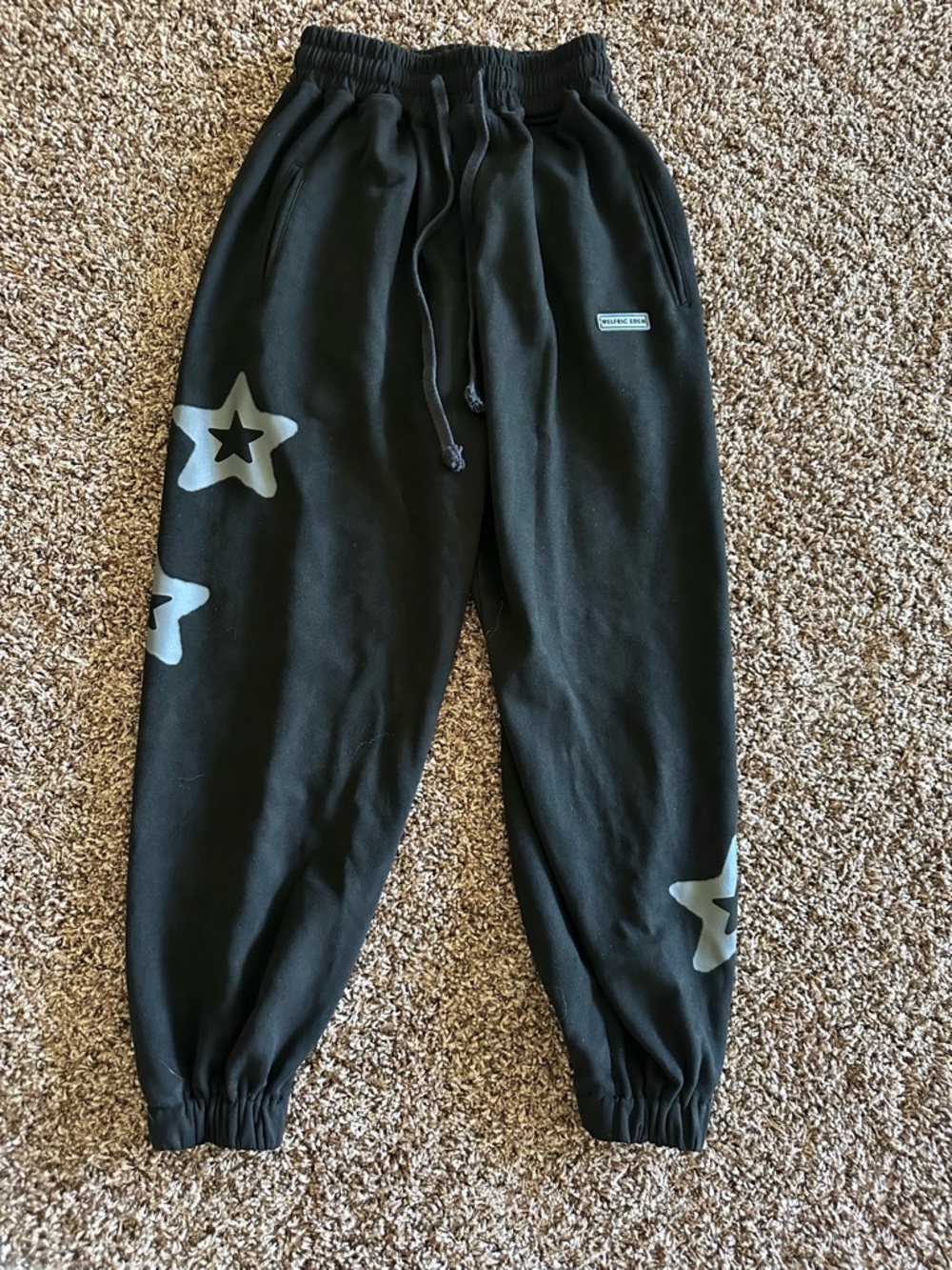 Aelfric Eden Black Sweatpants with Reflective Star Accents